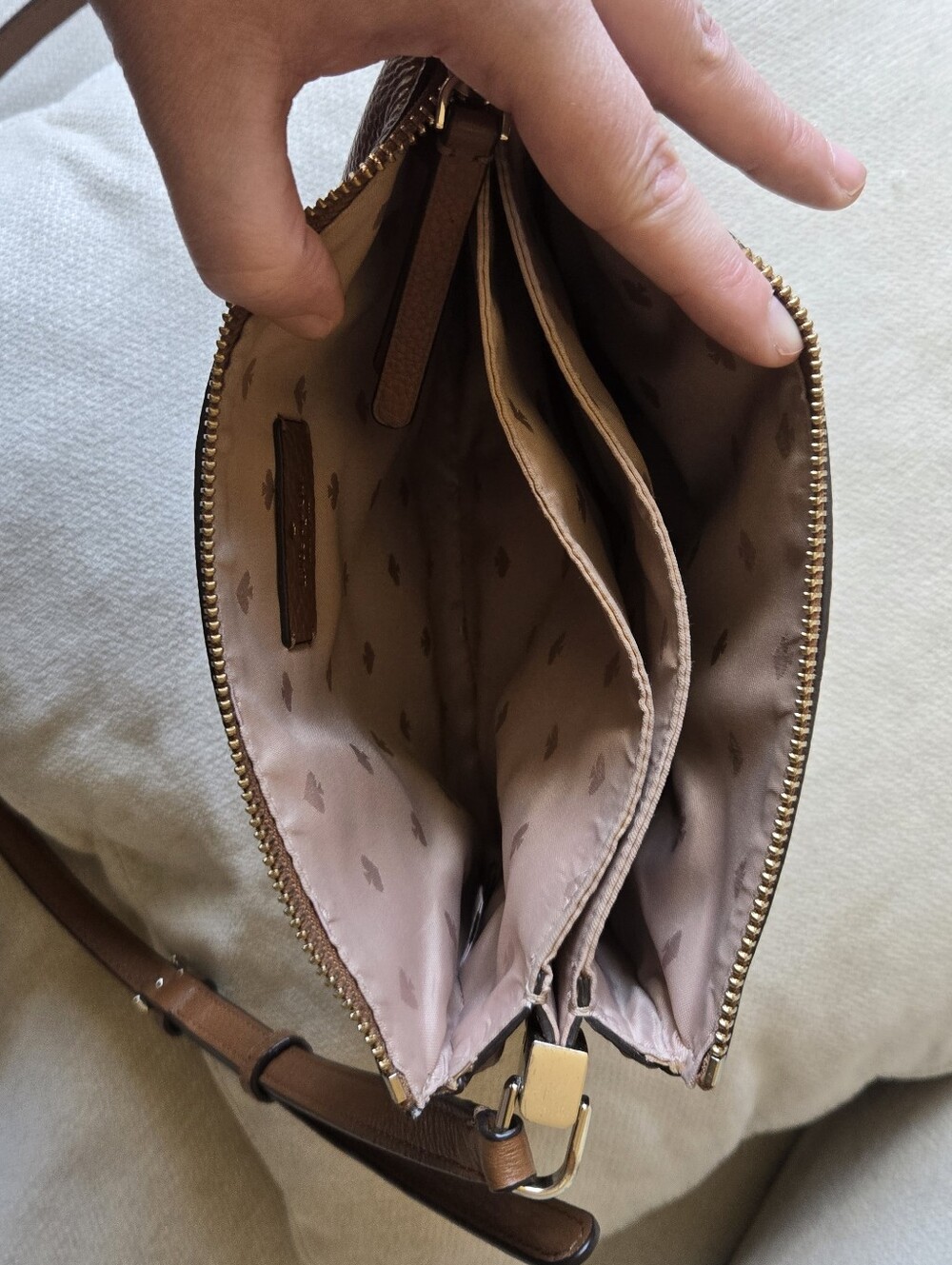 Kate Spade Brown Pebbled Leather Crossbody with Gold Logo - Picture 7 of 14